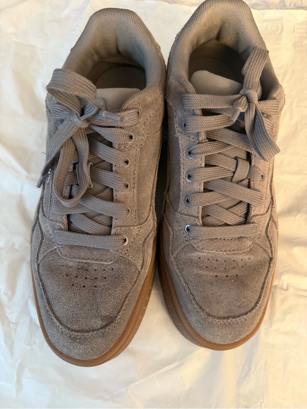 Puma Women's Taupe Suede Sneakers with Gum Sole